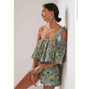 NWOT La Fuori Anthropologie Embroidered Romper Size Small